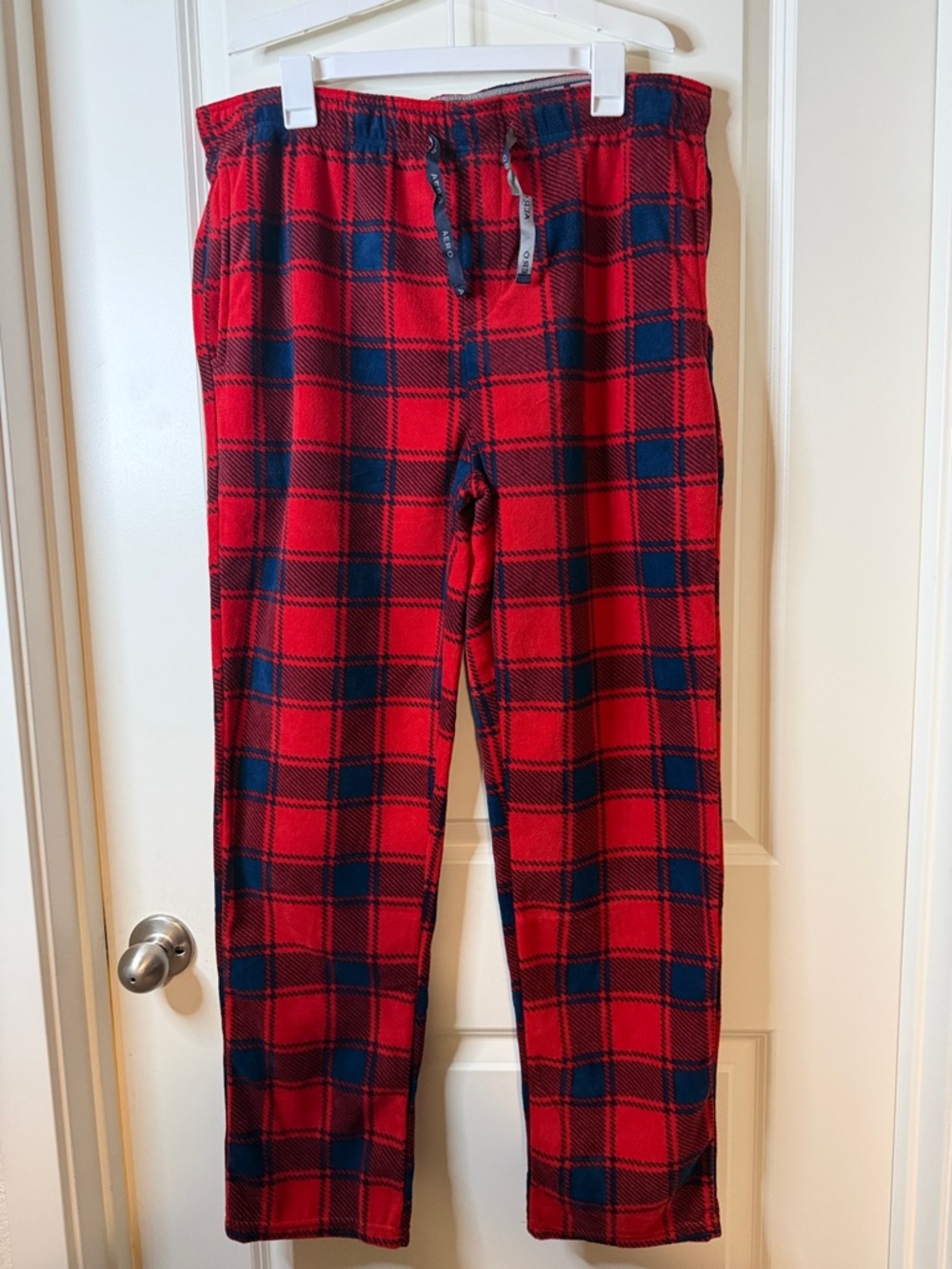 Aeropostale Red and Navy Plaid Fleece Pajama Pants
